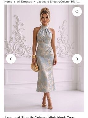 Shirees Sheath/ column high neck jacquard dress